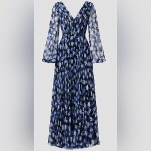 ML Monique Lhuillier Melanie Blue Floral Maxi Dress